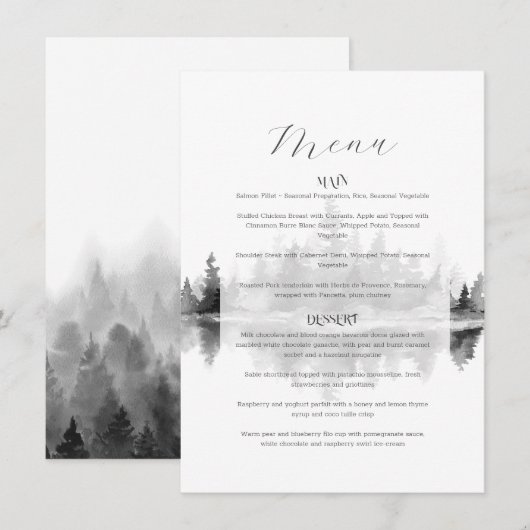 Nevelige Berg Bruiloft Menu (Voorkant / Achterkant)