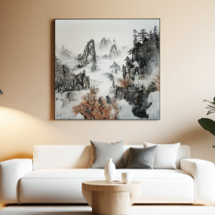 Nevelige Berg Zen Minimalistische Wandkunst Perfect Poster