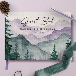 Nevelige Bergbos Watercolor Bruiloft Gastenboek