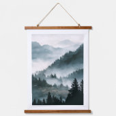 Nevelige bergbosposter hangend wandkleed (Voorkant)