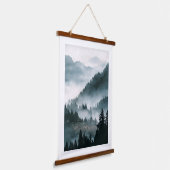 Nevelige bergbosposter hangend wandkleed (Gebogen)