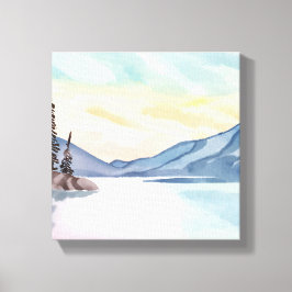 Nevelige Bergen | Lake Tahoe Aquarel Canvas Afdruk