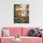 Nevelige Bergvijver Canvas Afdruk (Insitu (Woonkamer))