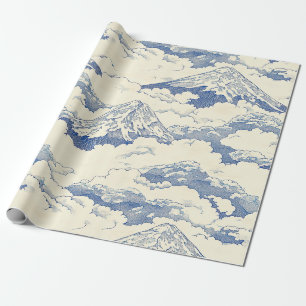 Nevelige Blauwe Sneeuwpieken Natuur Scenisch Patro Cadeaupapier