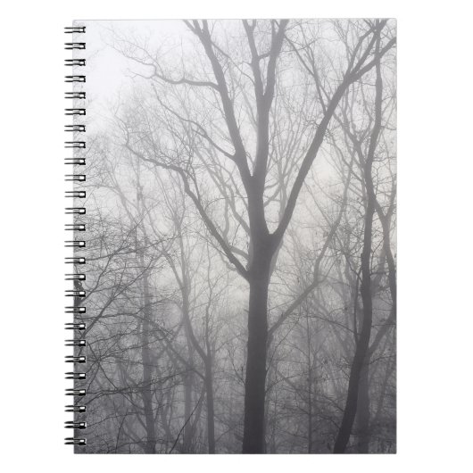 Nevelige bomen Grijze bosgrond Notitieboek (Voorkant)