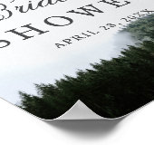 Nevelige dennenbomen regenwoud bruiloftsbord poster (Hoek)