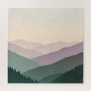 Nevelige Gelaagde Bergketens Zachte Pastel  Legpuzzel