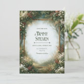 Nevelige Gouden Frame Bos Bruiloft Kaart (Staand voorkant)