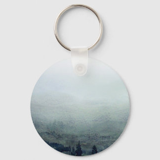 Nevelige Himalaya-berg, aquarelschildering Sleutelhanger