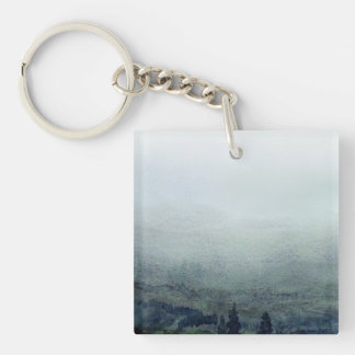 Nevelige Himalaya-berg, aquarelschildering Sleutelhanger