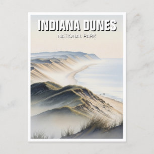 Nevelige Indiana Dunes National Park Reis Briefkaart