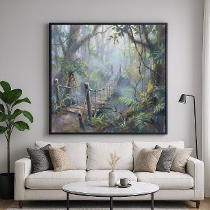 Nevelige Junglebrug - Pastel Schilderstijl Poster