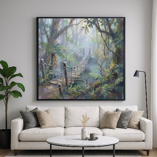 Nevelige Junglebrug - Pastel Schilderstijl Poster