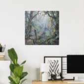 Nevelige Junglebrug - Pastel Schilderstijl Poster (Thuiskantoor)