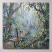 Nevelige Junglebrug - Pastel Schilderstijl Poster (Voorkant)