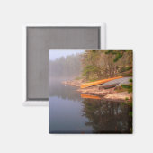 Nevelige kano-camping, Kawnipi-meer, Magneet (Voorkant / Achterkant)