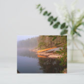 Nevelige kano-camping, Kawnipimeer, Briefkaart (Staand voorkant)