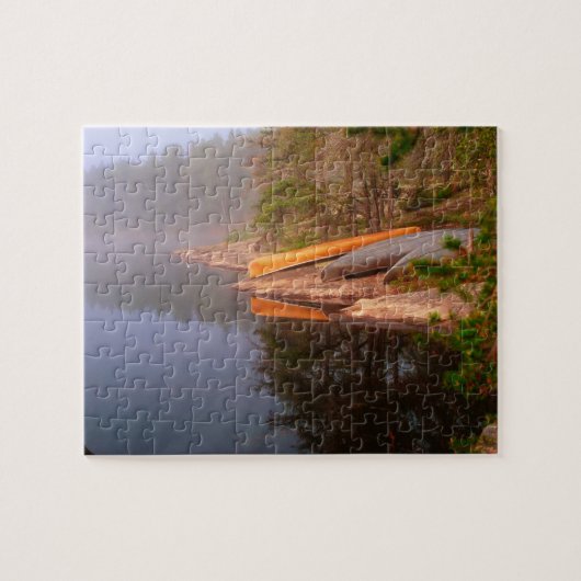 Nevelige kano-camping, Kawnipimeer, Legpuzzel (Horizontaal)