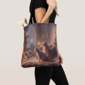 Nevelige kerstochtend bij de open haard tote bag (Dichtbij)