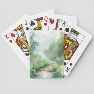 Nevelige landweg bospad landschap (2) pokerkaarten