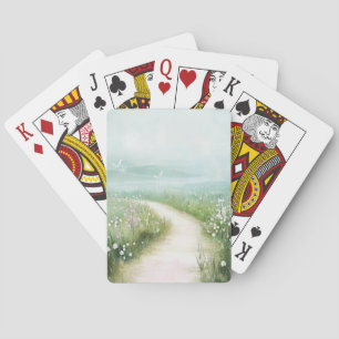 Nevelige landweg bospad landschap (3) pokerkaarten
