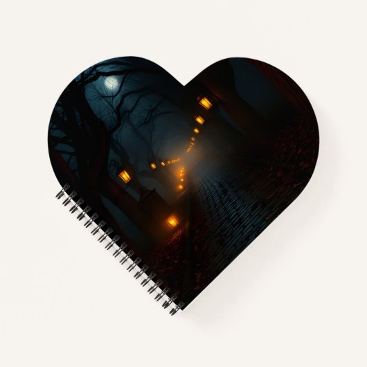 Nevelige Lantaarnpad Halloween Notitieboek (Voorkant)