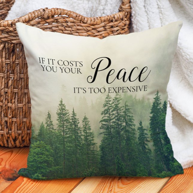 Nevelige Mistige Bergen Bos Vrede Kussen (Mountains, forest, fog, peace pillow)