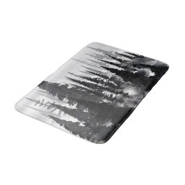 Nevelige monochrome dennenbos watercolor kunstprin badmat