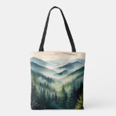 Nevelige Morgen Bergdennen Tote Bag (Achterkant)