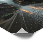 Nevelige ochtend in een Japans dorp Poster (Hoek)