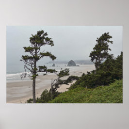 Nevelige ochtend op Cannon Beach, Oregon Poster