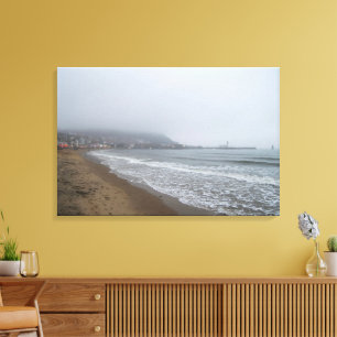 Nevelige ochtend op South Bay Beach, Scarborough Canvas Afdruk