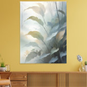 Nevelige ochtendbladeren in het bos canvas afdruk (Insitu (Woonkamer))
