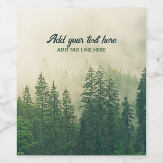 Nevelige pijnboom bos bomen aangepaste aandenken wijn etiket (Enkel label)