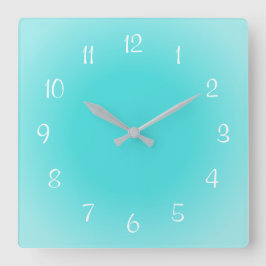 Nevelige Randen Aqua Blauw Matglans Design Zachte Vierkante Klok