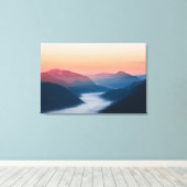 Nevelige rivier Soča bij zonsopgang Canvas Afdruk (Insitu (Houten vloer))