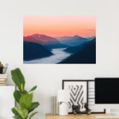 Nevelige rivier Soča bij zonsopgang Poster (Thuiskantoor)