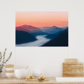 Nevelige rivier Soča bij zonsopgang Poster (Keuken)