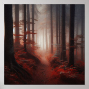 Nevelige rode bos-stiltepad – herfstposter poster