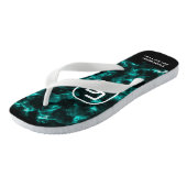 Nevelige rook monogram aqua teenslippers (Schuin)