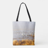 Nevelige Sandheuvelkraanvogels Tote Bag (Achterkant)