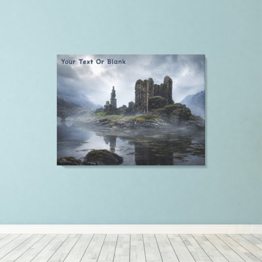 Nevelige Schotse Kasteelruïne Canvas Afdruk (Insitu (Houten vloer))