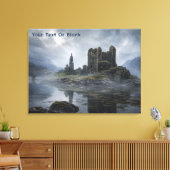 Nevelige Schotse Kasteelruïne Canvas Afdruk (Insitu (Woonkamer))