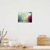 Nevelige spoorwegrails landschapsfoto poster (Keuken)