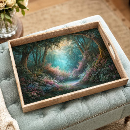 Nevelige Teal Betoverde Bosrand Decoupage Tissuepapier