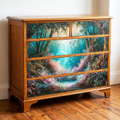 Nevelige Teal Betoverde Bosrand Decoupage Tissuepapier