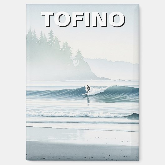 Nevelige Tofino Canada Surfer Reizen Magneet (Voorkant)