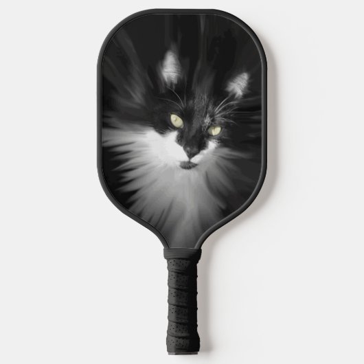 Nevelige Tuxedo Kat Pickleball Paddle (Voorkant)
