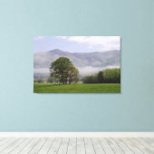 Nevelige weide en Rich Mountain, Cades Cove, Canvas Afdruk (Insitu (Houten vloer))
