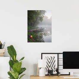 Nevelmeer Zwanen Waterlelies Natuur Kunst Poster